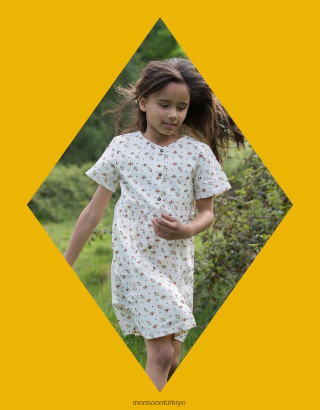 Monsoon çocuklar küçük yeşil radikaller bahar çiçekleri elbisenin düğmesi JH86BT1982 Giyim çok