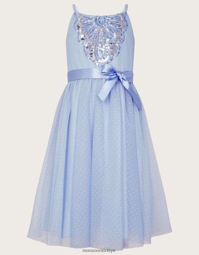 Monsoon çocuklar luna işlemeli elbise JH86BT1788 Giyim mavi