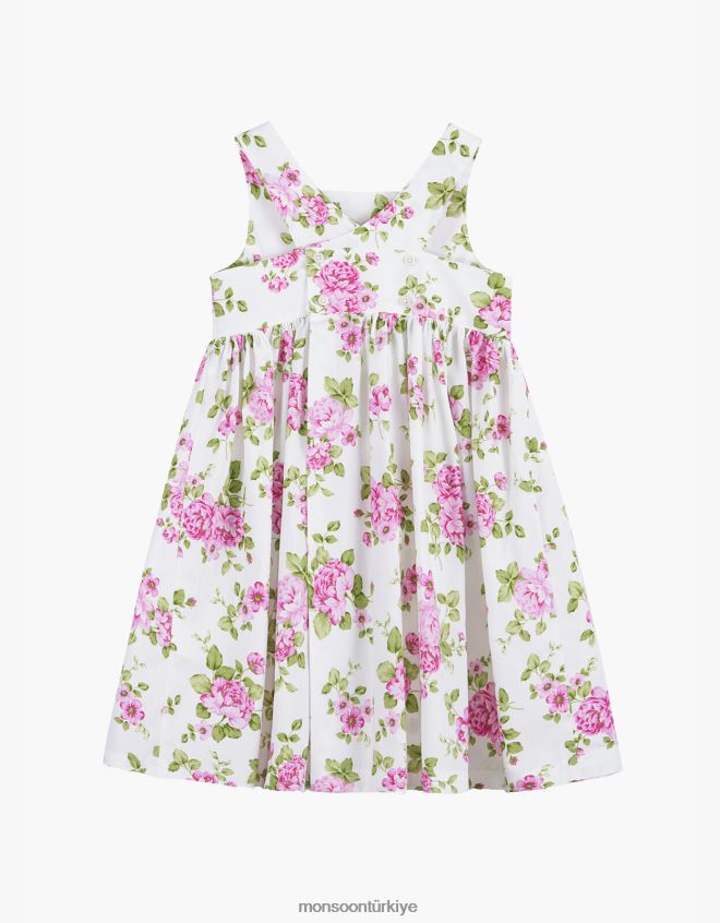 Monsoon çocuklar paça adelina vintage gül desenli çapraz elbise JH86BT2000 Giyim pembe