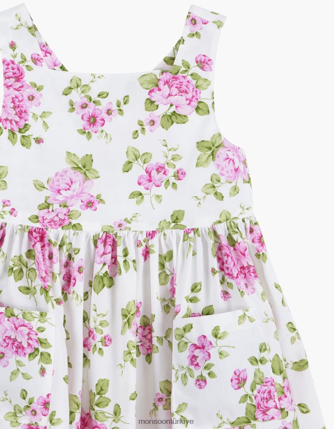Monsoon çocuklar paça adelina vintage gül desenli çapraz elbise JH86BT2000 Giyim pembe