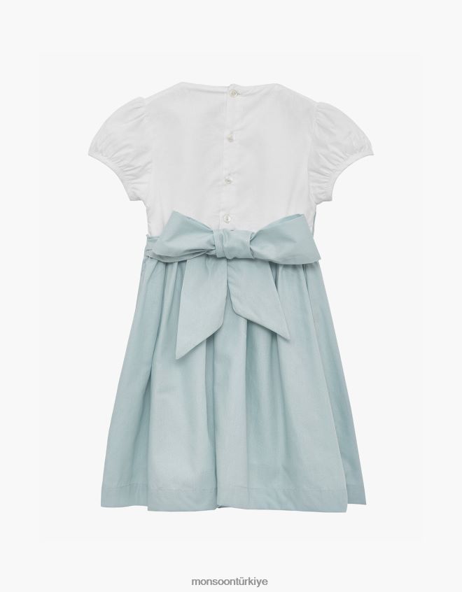 Monsoon çocuklar paça gül el büzgülü elbise JH86BT1980 Giyim mavi