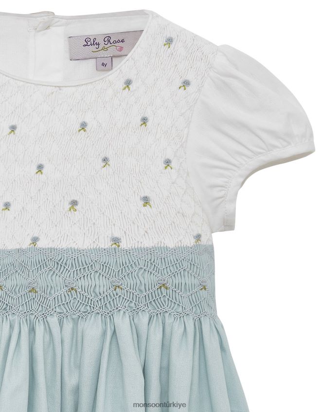 Monsoon çocuklar paça gül el büzgülü elbise JH86BT1980 Giyim mavi