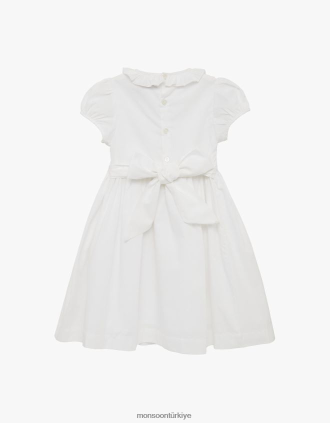 Monsoon çocuklar paça söğüt gülü el büzgülü elbise JH86BT1938 Giyim beyaz