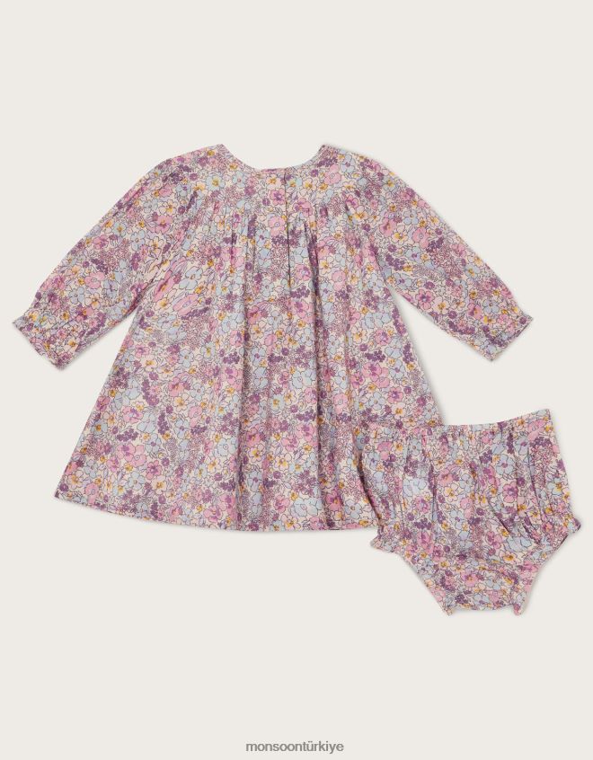 Monsoon çocuklar yeni doğan küçük desenli elbise seti JH86BT2176 Giyim mor (leylak)