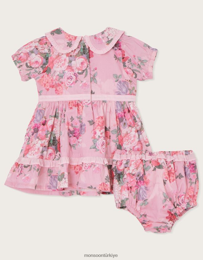 Monsoon çocuklar yenidoğan dokuma elbise ve külot takımı JH86BT2066 Giyim pembe (soluk pembe)
