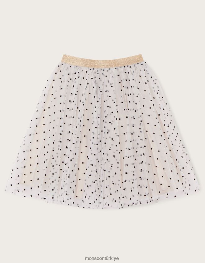 Monsoon kız harikalar diyarı puantiyeli ışıltılı etek JH86BT1652 Giyim altın