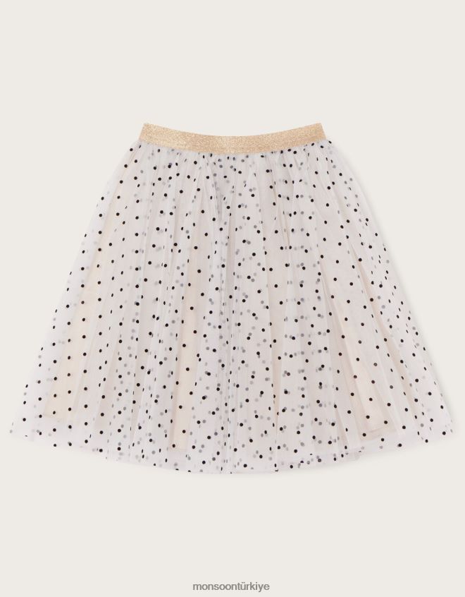 Monsoon kız harikalar diyarı puantiyeli ışıltılı etek JH86BT1652 Giyim altın