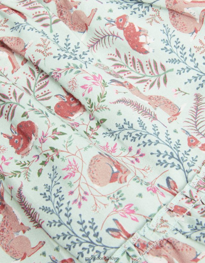 Monsoon kız tavşan etek wwf-uk işbirliği JH86BT1750 Giyim yeşil