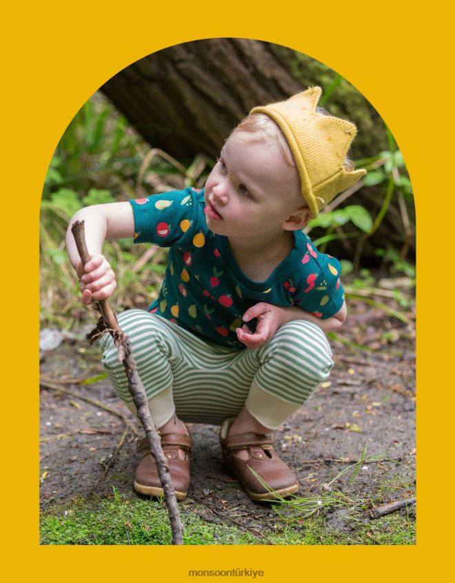 Monsoon çocuklar küçük radikaller sebze yama tişörtü ve koşucu oyun seti JH86BT2278 Giyim yeşil