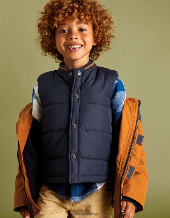 Monsoon erkek çocuk 2'si 1 arada parka jile kaban JH86BT2220 Giyim kahverengi