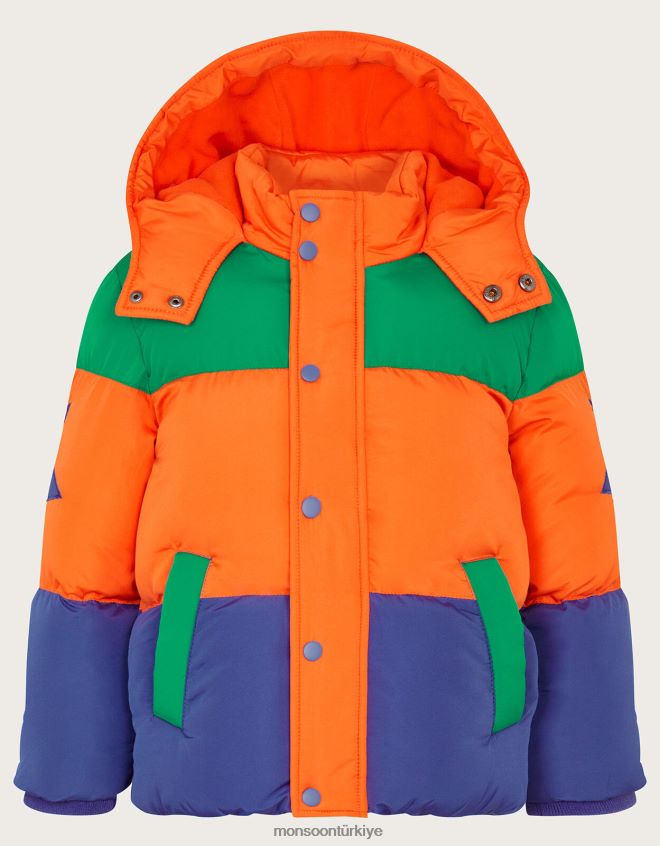 Monsoon erkek çocuk blok renkli şişme kaban JH86BT2203 Giyim çok