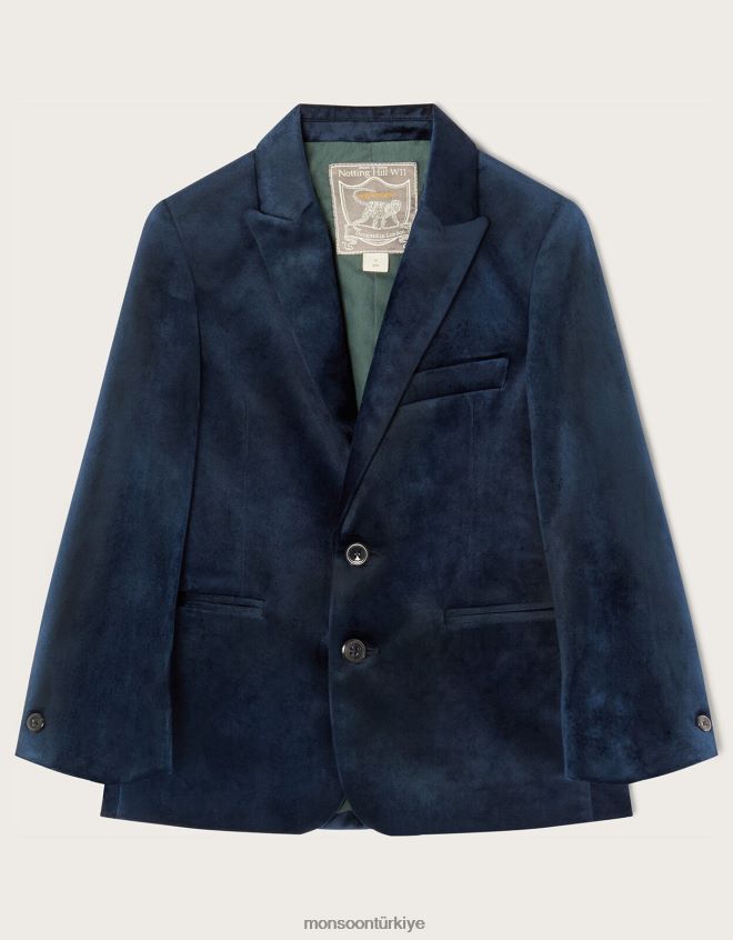 Monsoon erkek çocuk kadife akıllı blazer JH86BT2770 Giyim Mavi Donanma)