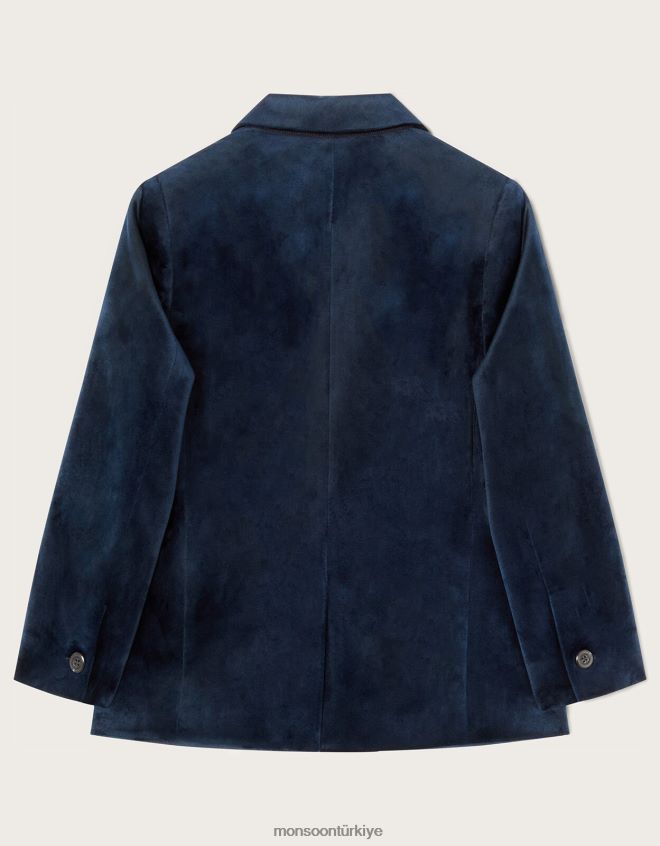 Monsoon erkek çocuk kadife akıllı blazer JH86BT2770 Giyim Mavi Donanma)