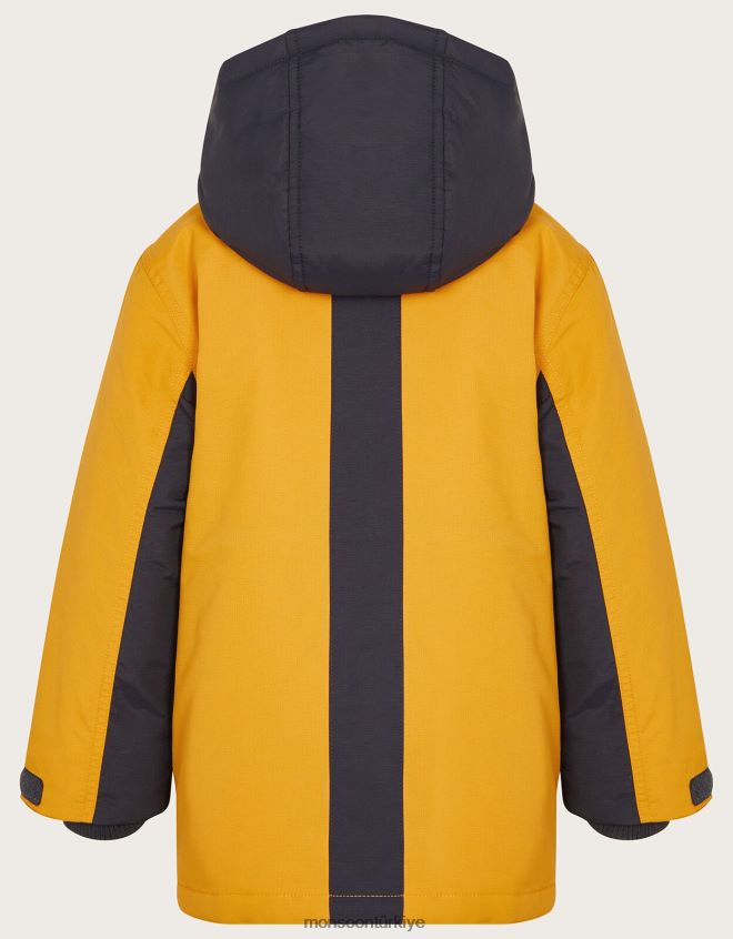 Monsoon erkek çocuk kontrast kapüşonlu parka kaban JH86BT2222 Giyim sarı hardal)