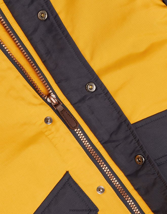 Monsoon erkek çocuk kontrast kapüşonlu parka kaban JH86BT2222 Giyim sarı hardal)