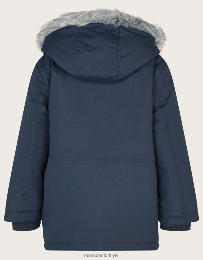 Monsoon erkek çocuk parka cepli ceket JH86BT2213 Giyim Mavi Donanma)