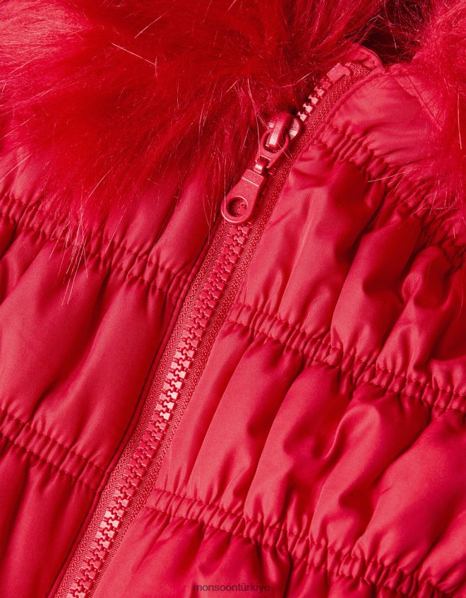 Monsoon kız büzgülü kabarık dolgulu ceket JH86BT1697 Giyim kırmızı