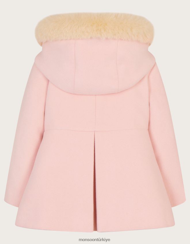 Monsoon kız bebek fiyonklu kapüşonlu ceket JH86BT2063 Giyim pembe (soluk pembe)