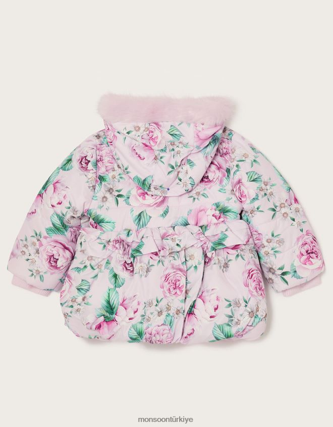 Monsoon kız bebek çiçekli peplum dolgulu kaban JH86BT2071 Giyim pembe