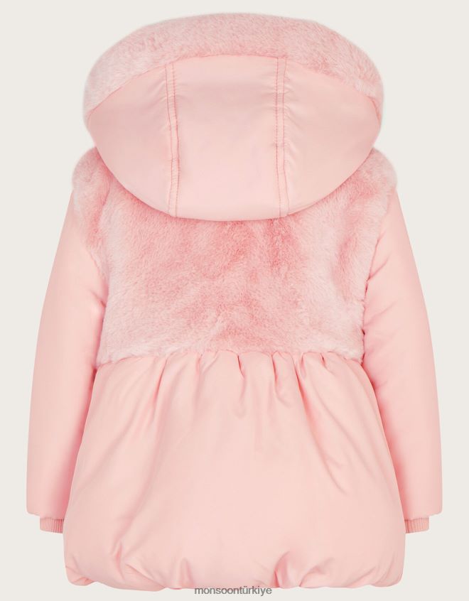 Monsoon kız bebek için suni kürklü kaban JH86BT2085 Giyim pembe