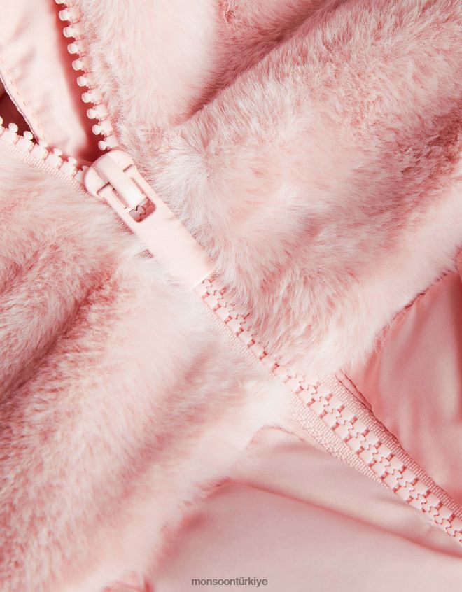 Monsoon kız bebek için suni kürklü kaban JH86BT2085 Giyim pembe