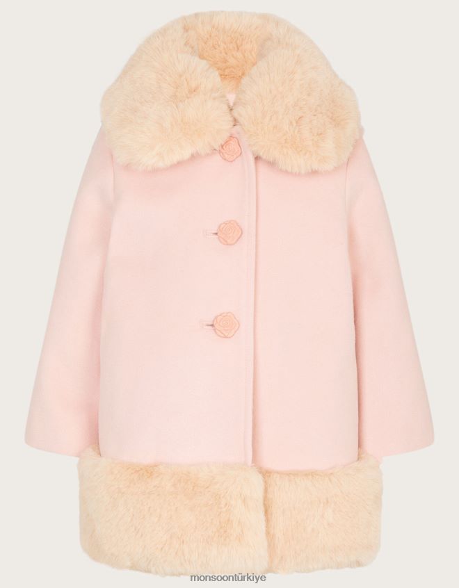 Monsoon kız bebek kürklü ceket JH86BT2073 Giyim pembe (soluk pembe)