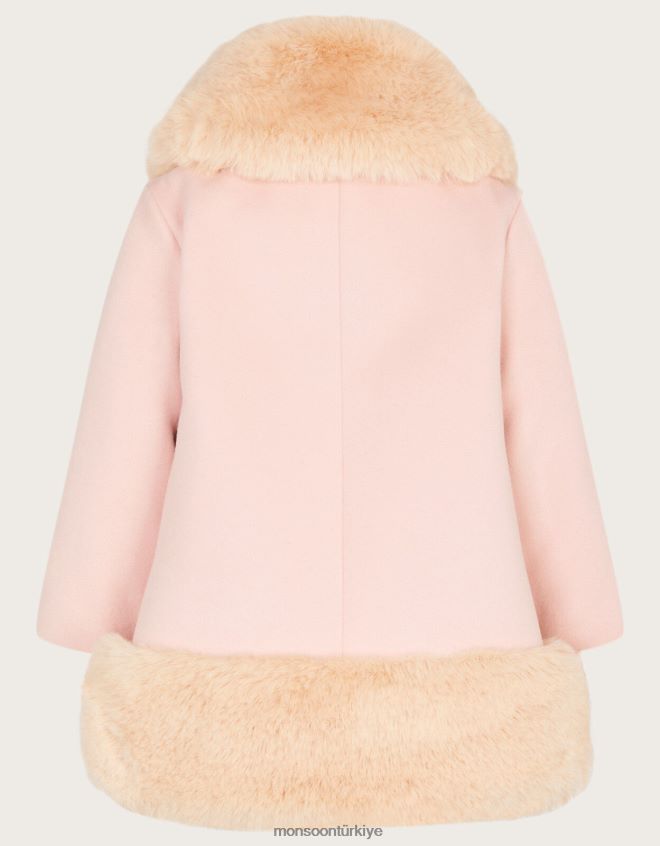 Monsoon kız bebek kürklü ceket JH86BT2073 Giyim pembe (soluk pembe)