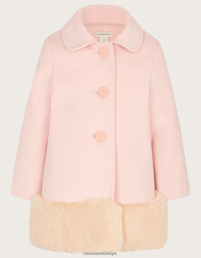 Monsoon kız bebek kürklü ceket JH86BT2073 Giyim pembe (soluk pembe)