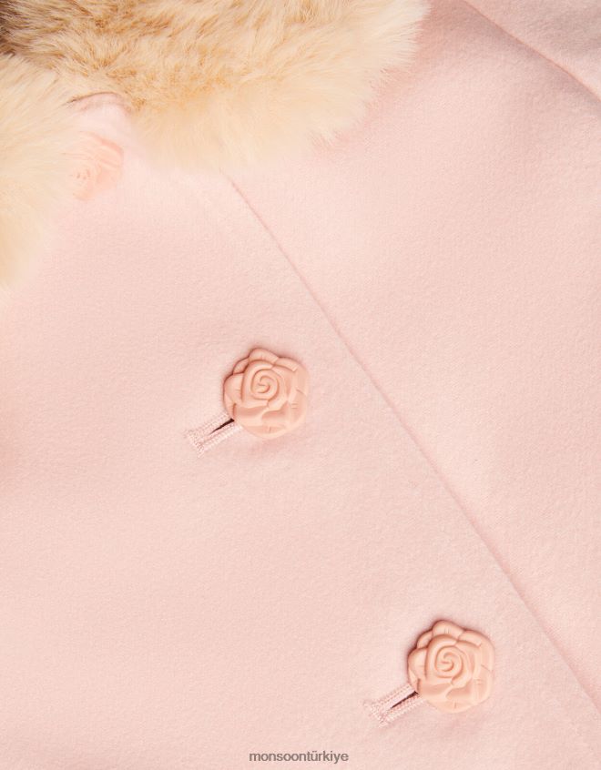 Monsoon kız bebek kürklü ceket JH86BT2073 Giyim pembe (soluk pembe)
