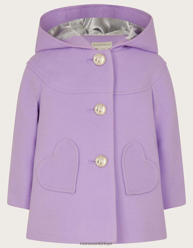 Monsoon kız bebek kalp cep ceket JH86BT2082 Giyim mor (leylak)