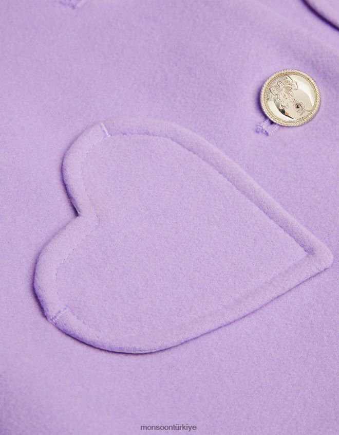 Monsoon kız bebek kalp cep ceket JH86BT2082 Giyim mor (leylak)