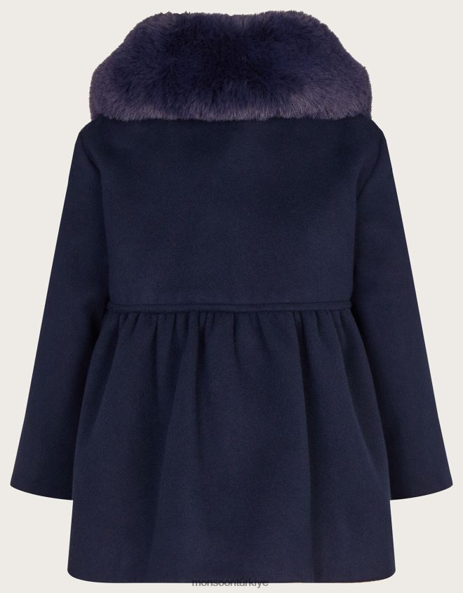 Monsoon kız bebek üçlü fiyonk ceket JH86BT2065 Giyim Mavi Donanma)