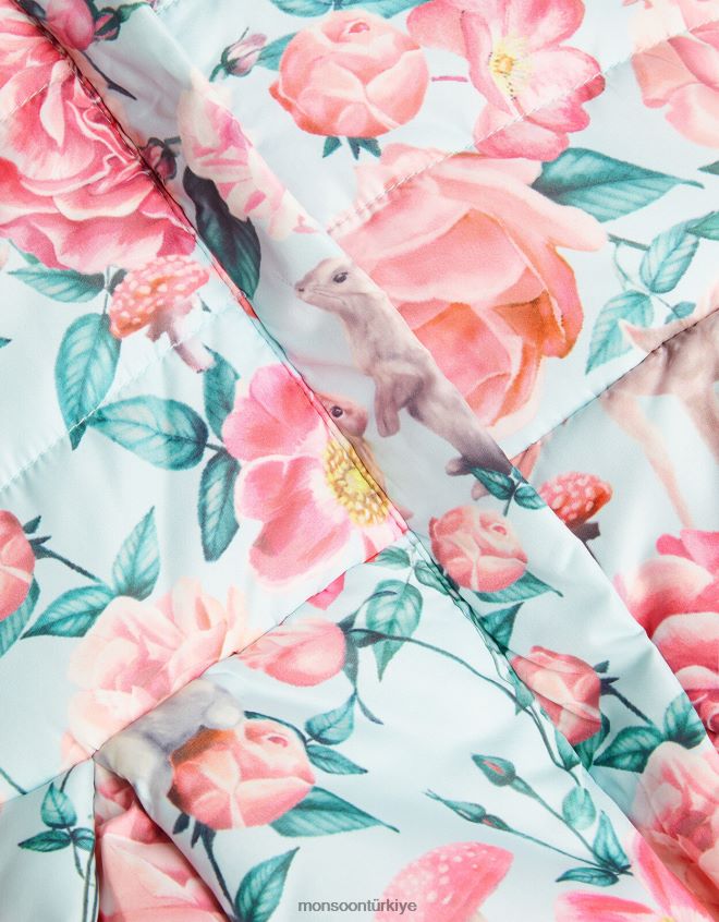 Monsoon kız bebek ormanlık desenli fırfırlı yastıklı ceket JH86BT2081 Giyim mavi (su)