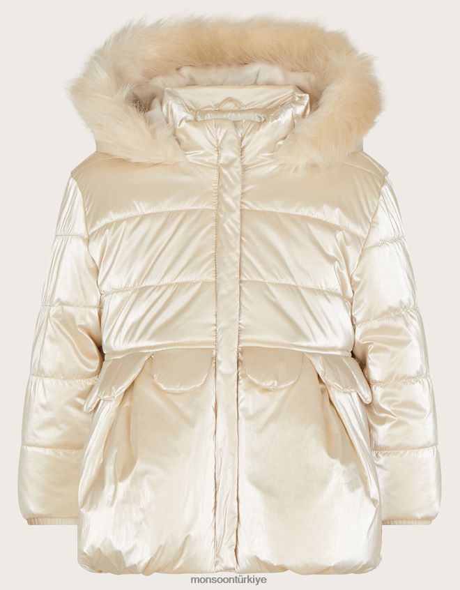 Monsoon kız bebek petal peplum yastıklı ceket JH86BT2077 Giyim doğal (şampanya)