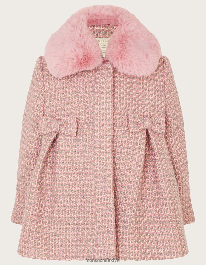 Monsoon kız bebek tüvit yakalı suni kürk kaban JH86BT2067 Giyim gri