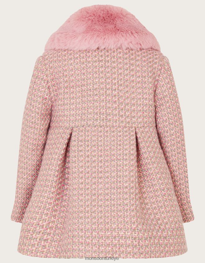 Monsoon kız bebek tüvit yakalı suni kürk kaban JH86BT2067 Giyim gri