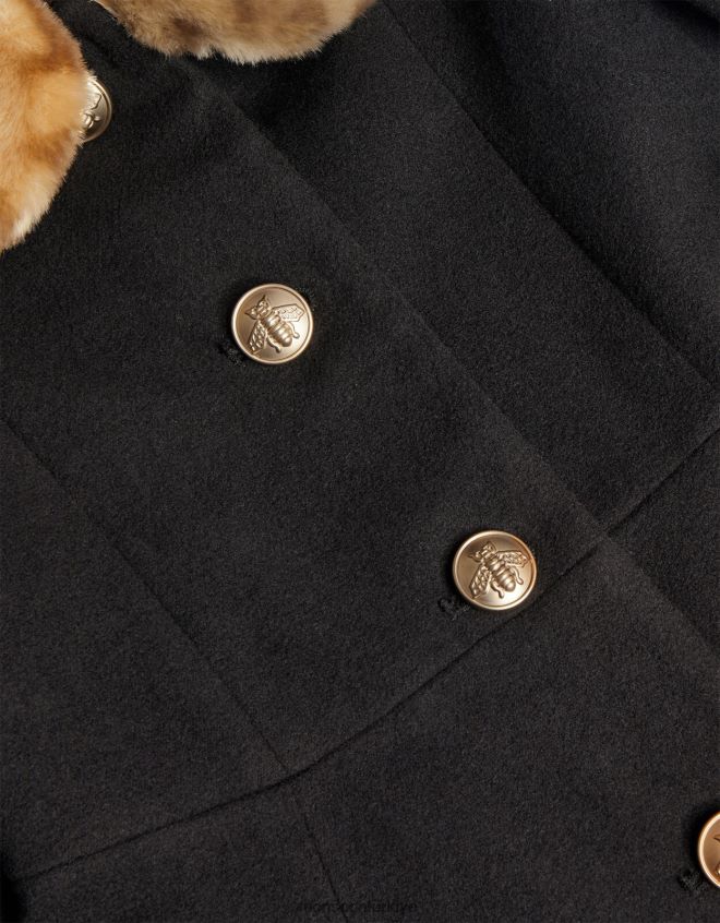 Monsoon kız etek kısmı fırfırlı suni kürk yakalı kaban JH86BT1709 Giyim siyah