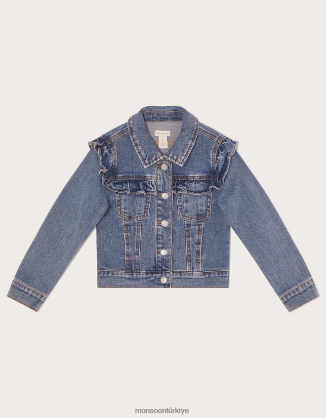Monsoon kız fırfırlı denim ceket JH86BT1879 Giyim mavi