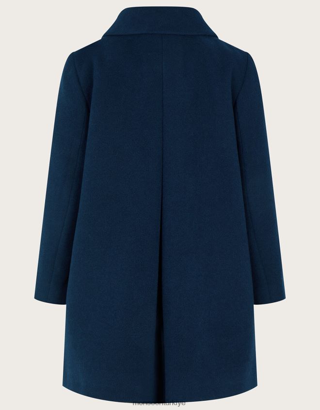 Monsoon kız fiyonklu cep yakalı salıncak ceket JH86BT1836 Giyim Mavi Donanma)