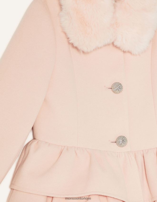 Monsoon kız üçlü fırfırlı ceket JH86BT1734 Giyim pembe (soluk pembe)