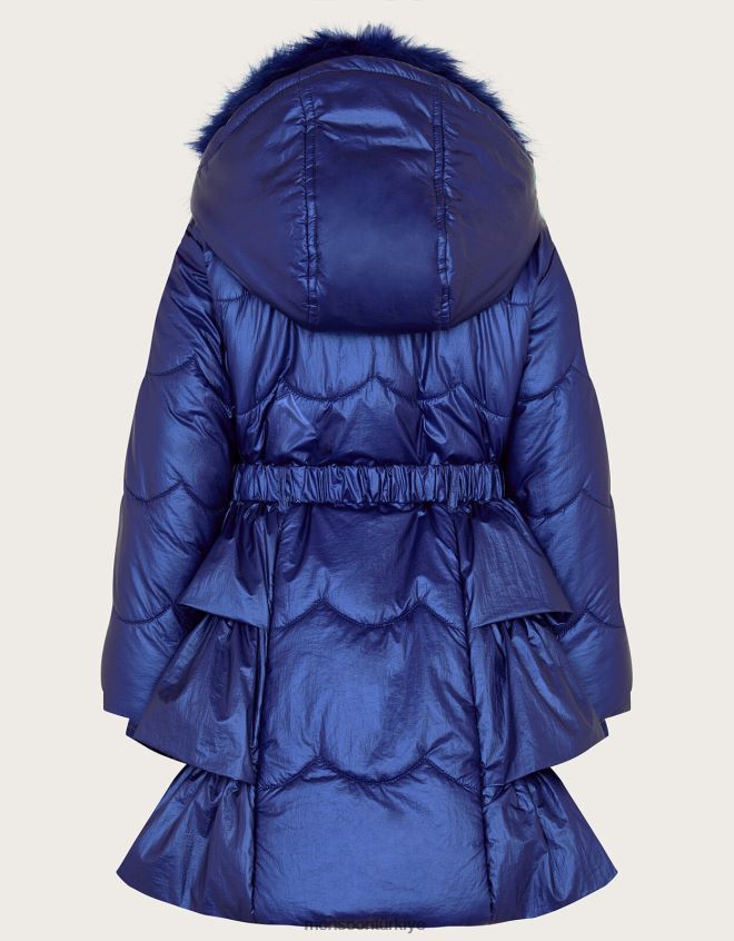 Monsoon kız ışıltılı fırfırlı etek dolgulu ceket JH86BT1730 Giyim mavi