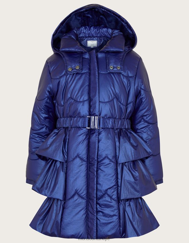 Monsoon kız ışıltılı fırfırlı etek dolgulu ceket JH86BT1730 Giyim mavi