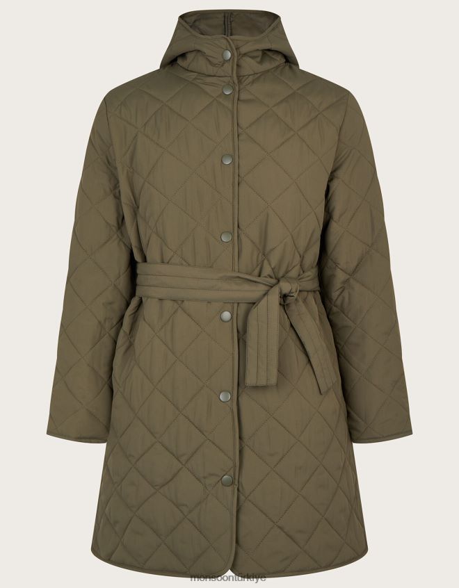 Monsoon kız mini me kapüşonlu kuşaklı kapitone kaban JH86BT1884 Giyim yeşil (haki)