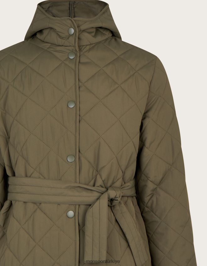 Monsoon kız mini me kapüşonlu kuşaklı kapitone kaban JH86BT1884 Giyim yeşil (haki)