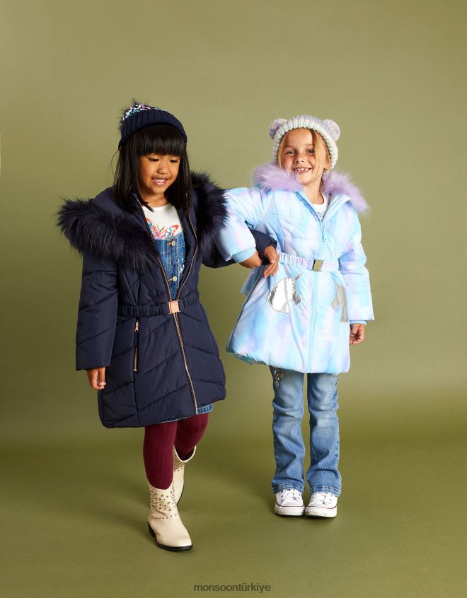 Monsoon kız sulu boya tek boynuzlu at yastıklı ceket JH86BT1729 Giyim fildişi