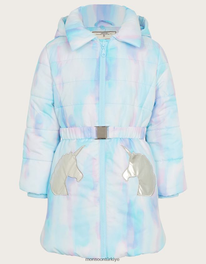 Monsoon kız sulu boya tek boynuzlu at yastıklı ceket JH86BT1729 Giyim fildişi
