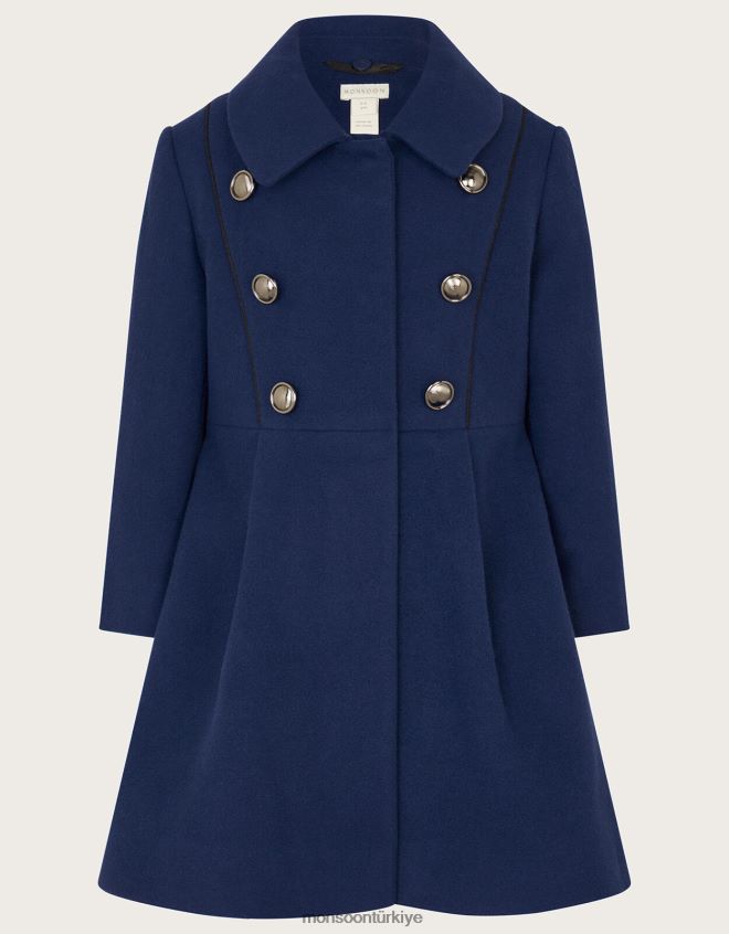 Monsoon kız suni kürk detaylı askeri tarz ceket JH86BT1568 Giyim mavi