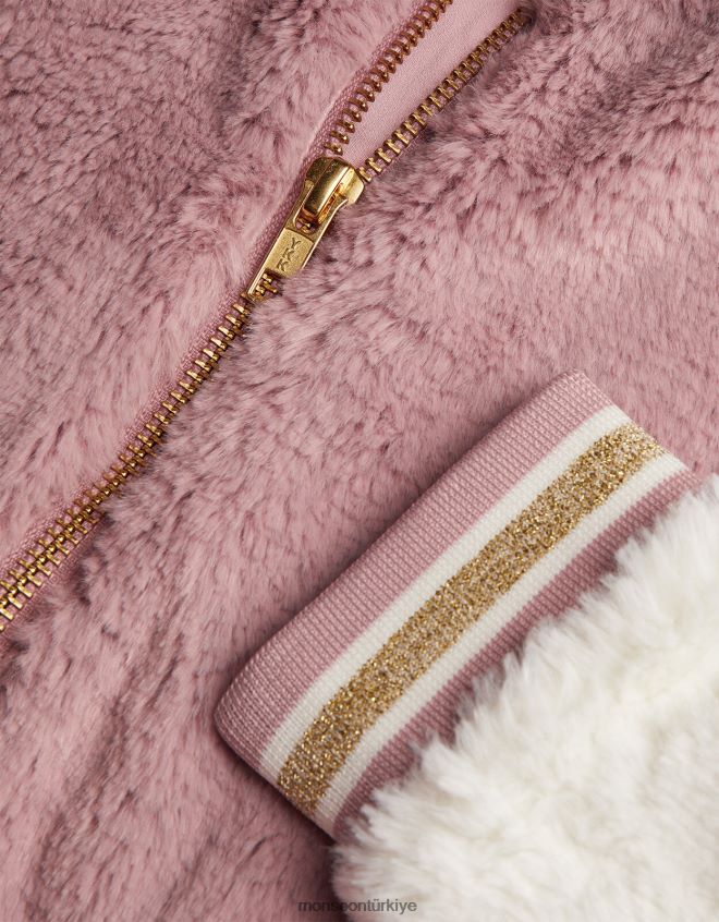 Monsoon kız suni kürk üniversite bomber ceketi JH86BT1695 Giyim pembe