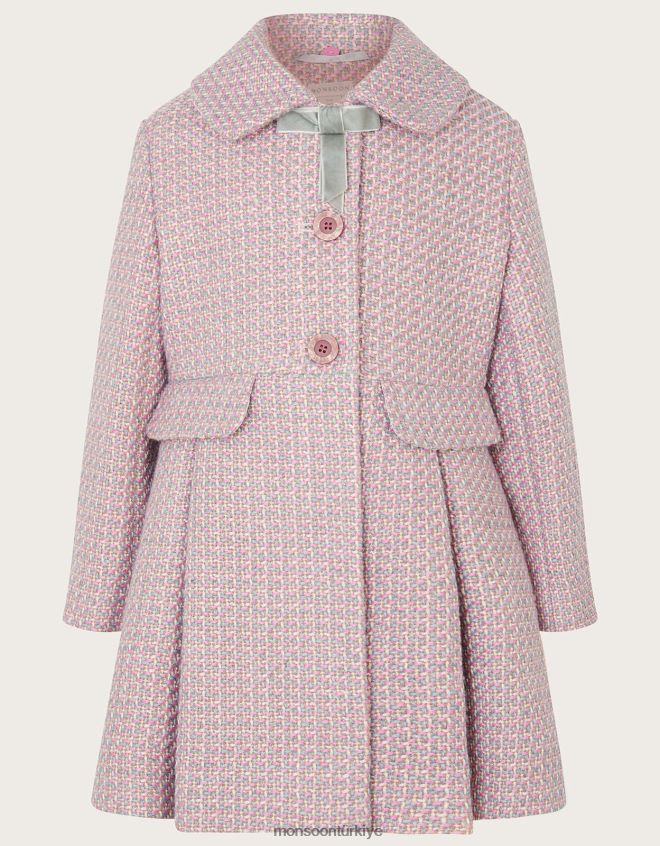 Monsoon kız tüvit suni kürk yakalı kaban JH86BT1727 Giyim gri