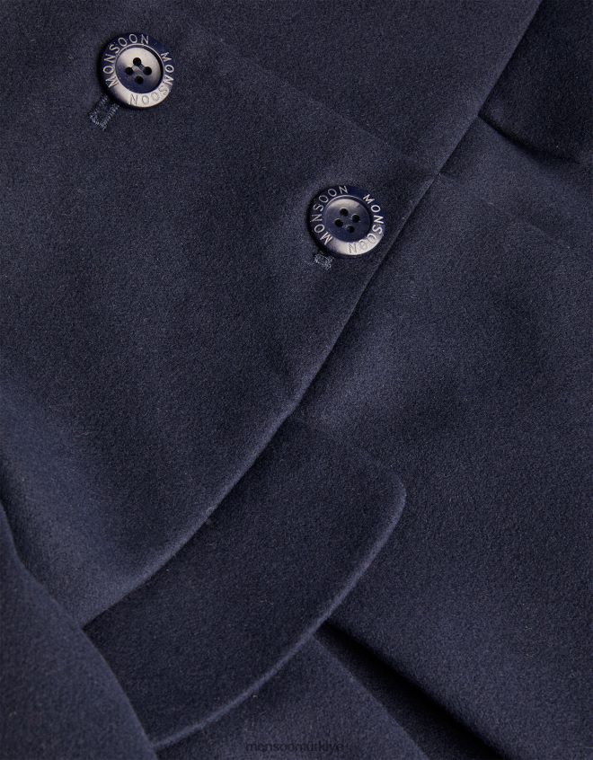 Monsoon kız yaka kapüşonlu ceket JH86BT1624 Giyim Mavi Donanma)